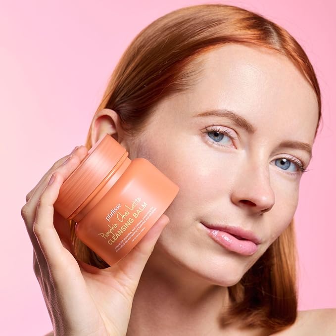 pūrlisse Pumpkin Chai Latte Cleansing Balm - Hydrating Facial Cleanser Enriched with Pumpkin, Chai & Soy Milk - Makeup Remover Balm & Gentle Face Wash for Women & Men (3.4 oz)-VivaGrace Women