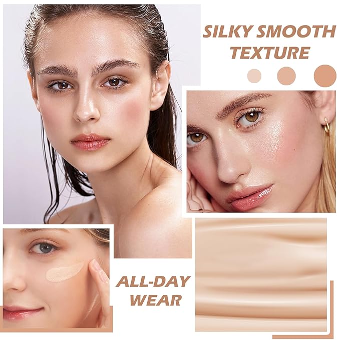 NVLEPTAP Airbrush Foundation Makeup Spray Silky Lightweight Full Coverage Foundation Face Air Cushion Foundation Set with Soft Makeup Brush - 02 Beige-VivaGrace Women