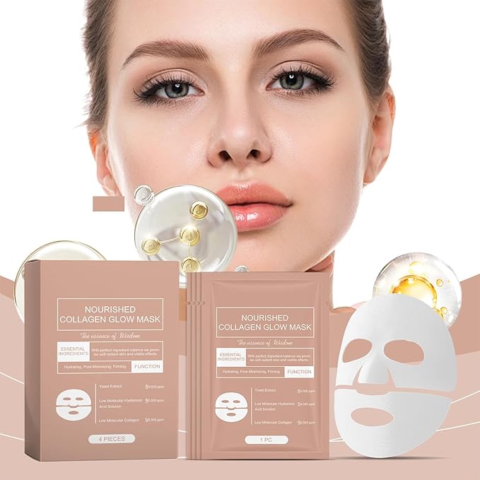 Retinol Collagen Face Mask – Korean Tightening Hydrogel Overnight Mask, Deep Moisturizing & Elasticity Boost, Long-Lasting Hydration & Brightening Skin (Collagen Face Mask)-VivaGrace Women