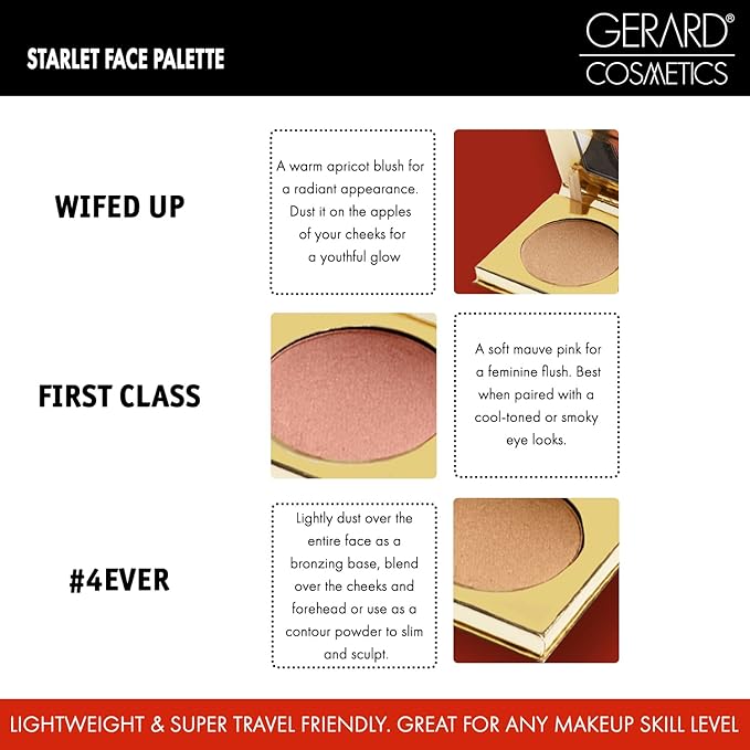 Blush and Bronzer Palette (Honeymoon) by Gerard Cosmetics | Vegan Powder Contour and Blush Makeup Palette | Professional Pigmented Formula | Cruelty Free and Made in the USA-VivaGrace Women