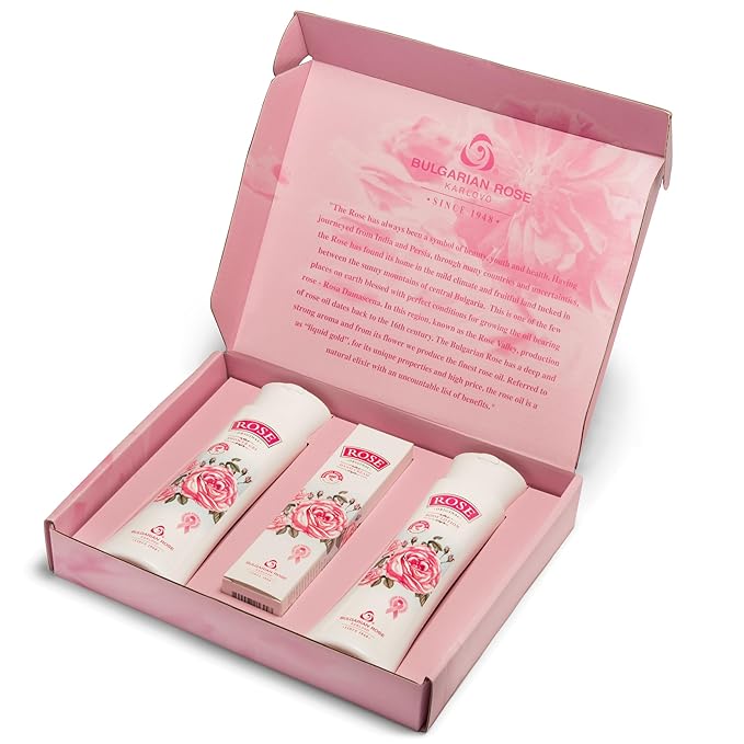 Bulgarian Rose Oil Moisturizing Body Care 3 Piece Gift Set - Natural Rose Body Lotion, Natural Rose Body Wash, Natural Rose Hand Cream-VivaGrace Women