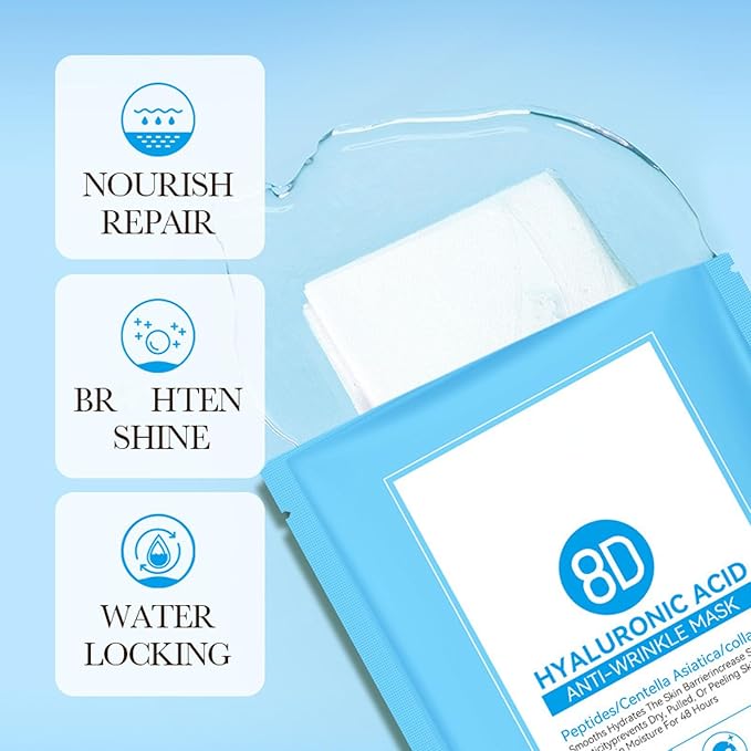8D Hyaluronic Acid Face Care Set, Hydrating Skin Care Set Moisturize Skin, Smooth Fine Lines, Improves Skin Elasticity, Anti-Aging Skin Care Set with Cleanser,Eye Cream,Face Cream,Serum,Mask-VivaGrace Women