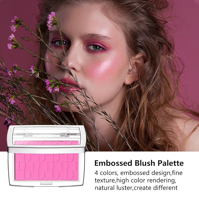 Embossed Blush, Palette Pink Dark Powder Blush Palette-VivaGrace Women