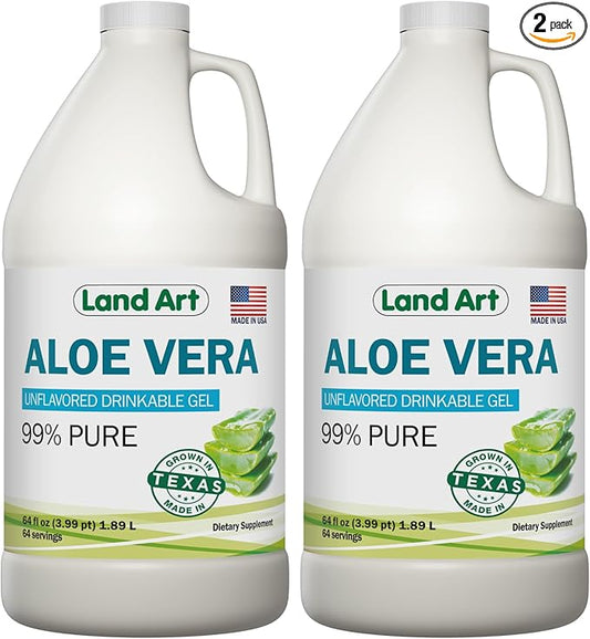 Organic Aloe Vera Drinkable Gel for Heartburn & Acid Reflux Relief - 99.7% Pure - Cold-Processed - Improves Digestive Health - Soothing and Natural - Vegan & Gluten-Free - 64 fl oz (Pack of 2)-VivaGrace Women