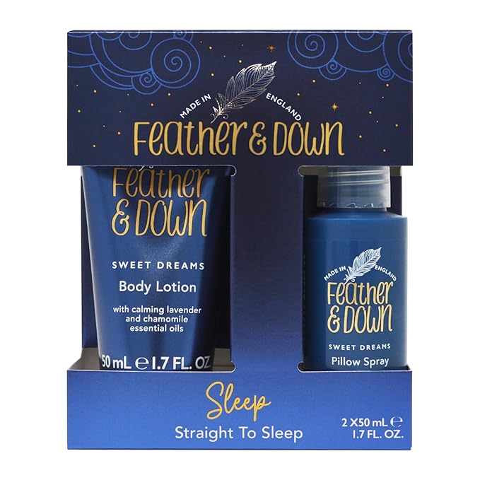 Feather & Down Straight to Sleep Gift Set: 50ml Pillow Spray & 50ml Body Lotion, The Perfect Sleep Duo, Infused with Lavender & Chamomile Essential Oils, Vegan & Cruelty Free-VivaGrace Women
