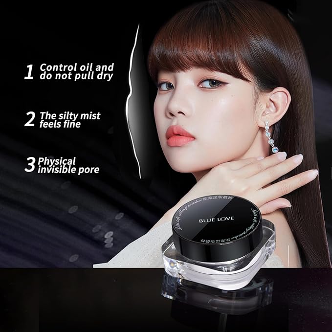 BLUE LOVE Setting Powder Makeup for Oily Skin, Oil Control Smooth Face Makeup Powder Foundation, Waterproof Setting Powder Compact, Oil Control Face Pressed Loose Powder(Purple)-VivaGrace Women