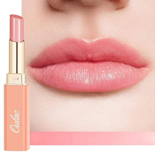 Oulac Shine Pink Lipstick for Women, 2 in 1 Glossy Light Pink Tinted Lip Balm, Hydrating Lipstick for Dry Lips, Moisture Shine Juicy Finish Vegan 2.2g/0.07oz (22)-VivaGrace Women