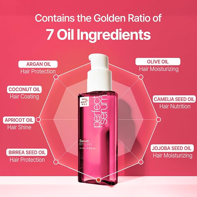 Mise En Scene Perfect Styling Serum for Heat Damage Protection - Hair Serum for holding Bounce, Hair Essence for Long Lasting Curl, Powdery Scent, with Argan Oils, 2.70 fl. Oz-VivaGrace Women