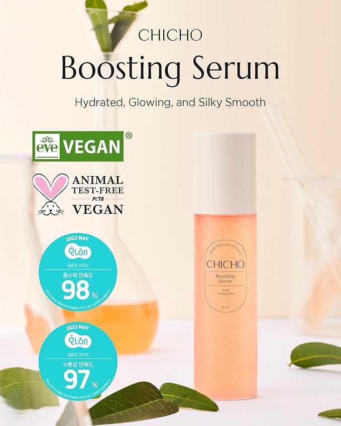 CHICHO Boosting Serum - Korean Face Spray Essnece with 88% Sage Leaf Water Vitamin B12 Niacinamide - Glow Skin Hydrating Sensitive Skin Vegan Clean Formula, 3.38 fl.oz.-VivaGrace Women