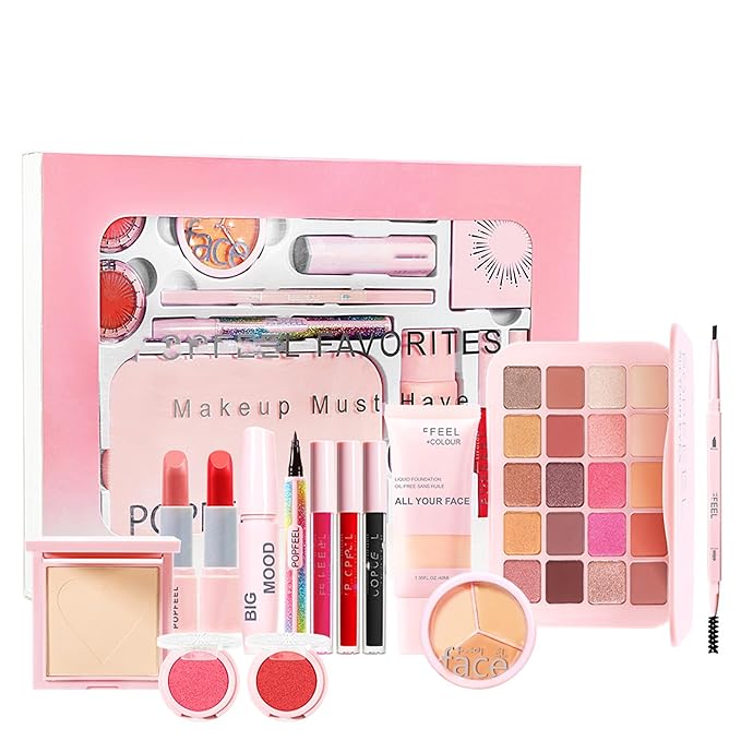 All In One Makeup Kit,Makeup Gift Set for Women Beginners,20 Colors Eyeshadow Palette, Lipstick, Eyebrow Pencil, Eyeliner & Mascara, Concealer Foundation Makeup Kit for Girls.-VivaGrace Women