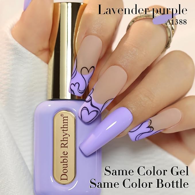 Double Rhythm 0.50 OZ Gel Polish Hema Free Same Color Same Bottle Golden Round Translucent Neutral Natural Milky 15 ML Jelly UV Polish Art DIY at Home (Light Purple-C1388)