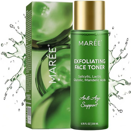 MAREE Exfoliating Toner with Salicylic Acid – AHA BHA Exfoliant & Face Exfoliator Pore Cleaner – BHA Liquid Exfoliant – Sebum Dead Skin Care Remover for Face – Exfoliante Para la Cara Acido Salicilico-VivaGrace Women