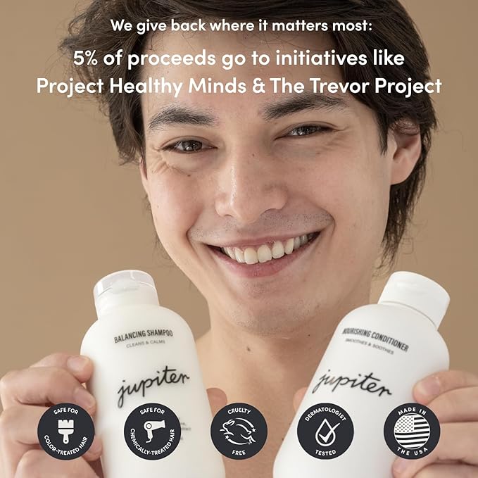 Jupiter Oil Control & Exfoliation Bundle, Anti-Dandruff Shampoo, Conditioner, Restoring Serum, & Purifying Mask for Women & Men, Dermatologist-Formulated for Flaky, Itchy, Oily, & Dry Scalp-VivaGrace Women