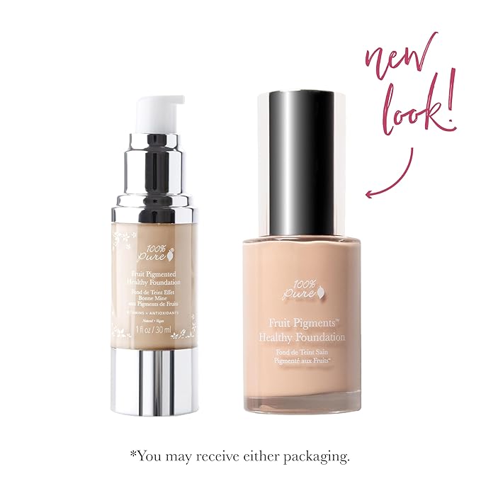 100% PURE Healthy Foundation Full Face Coverage Makeup, Liquid Matte Finish with Anti-Aging Benefits - Vegan Gorgeous Fruit Pigmented White Peach Color (Light with Warm Undertone) - 1 Fl Oz-VivaGrace Women
