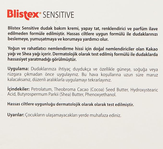 Blistex Simple & Sensitive Lip Balm, 0.15 Ounce Tube – Hypo-Allergenic Unflavored Lip Balm, Gentle Lip Moisturizer For Dry Lips, Contains Shea & Cocoa Butter-VivaGrace Women