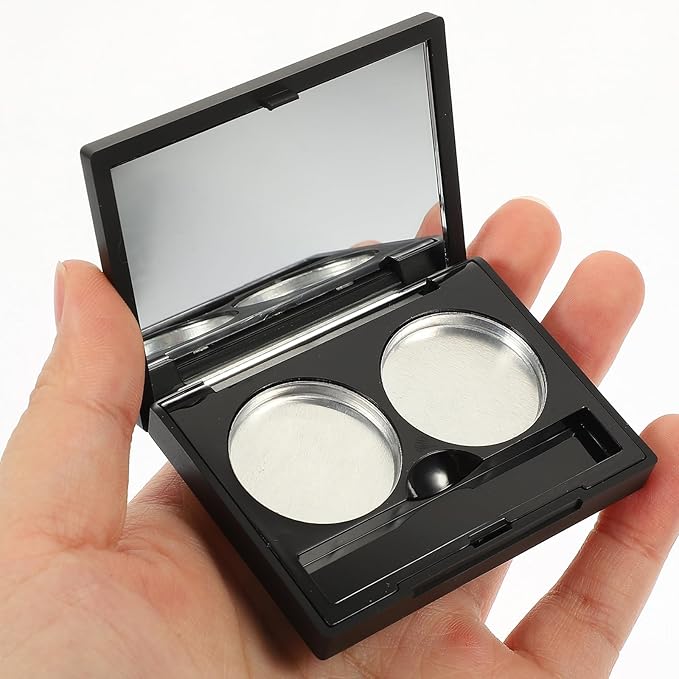 Empty Magnetic Eyeshadow Makeup Palette with 2Pcs Round Metal Pans,Magnetic Makeup Palette, Empty Makeup Palette,Aluminum Blush Empty Magnetic Eyeshadow Case,Customizable Beauty Organizer