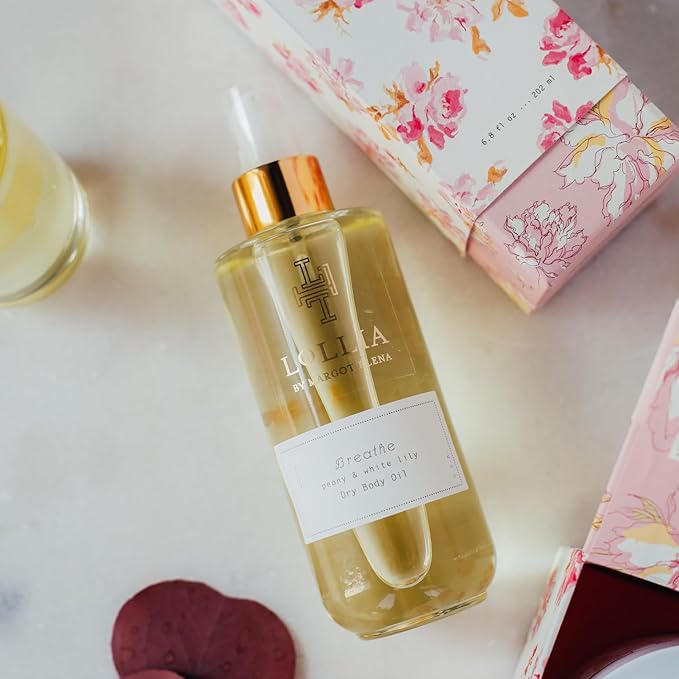 LOLLIA Breathe Dry Body Oil, 6.8 Fl. Oz. – Peony & White Lily – Women’s Scented, Moisturizing, Dry Body Oil for Women, For All Skin Types-VivaGrace Women