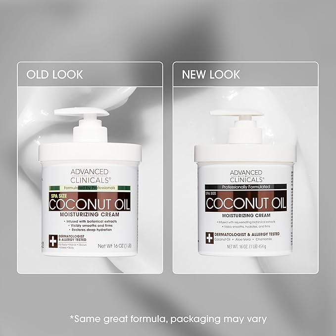 Advanced Clinicals Coconut Oil Body Cream For Women & Men | Hydrating Coconut Lotion For Extremely Dry Skin | Visible Anti Aging Body Butter Skin Care Balm Moisturizer For Hand, Heel, Feet, 16 Ounce-VivaGrace Women