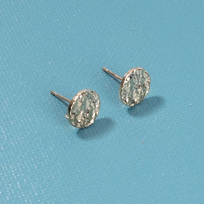 Boho Disc Coin Studs Earrings Gold Hammered Coin Earrings Tiny Circle Earrings Studs Minimalist Geometric Earrings for Women and Girls Gifts-VivaGrace Women