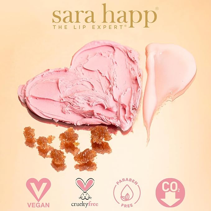 sara happ Sweet Clay Mask + Vanilla Bean Sugar Scrub Lip Duo, Exfoliating and Moisturizing Lip Treatments for Dry and Flaky Lips, Vegan (0.47 ounce and 0.5 ounce jars)-VivaGrace Women