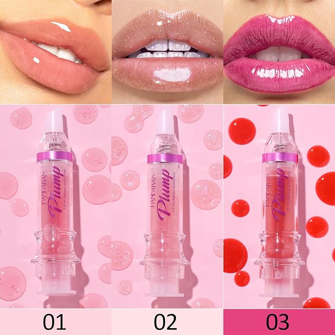 Natural Spicy Lip Plumping Booster Lip Plumping Oil,Lip Plumper Gloss, Ultra-Hydrating & Nourishing Plump and Pout Lip Plumper, Glossy Finish Fuller Lip Plumping Lip Gloss for Women Girls(3PC)-VivaGrace Women