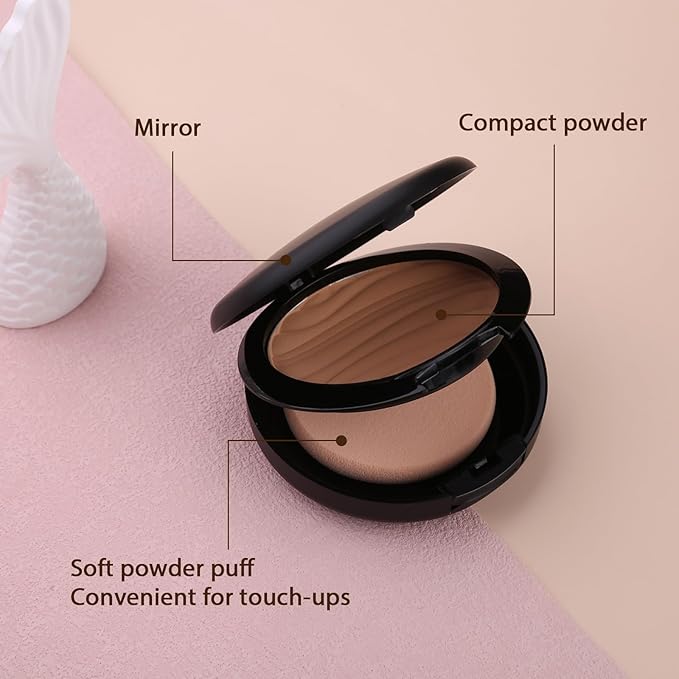 Pressed Face Powder, Flawless and Oil Control Pressed Setting Powder, Long Lasting Matte Finish 4# COCOA 04-VivaGrace Women