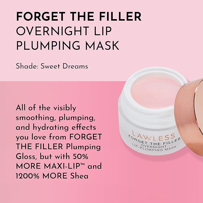LAWLESS Forget the Filler Lip Mask - Sweet Dreams - Premium Overnight Lip Plumping Treatment with Natural Ingredients Designed to Plump, Hydrate, and Smooth Lips - 0.28 oz-VivaGrace Women