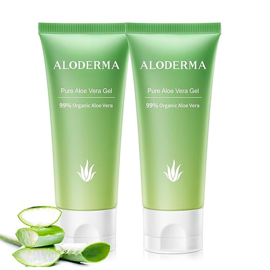 Aloderma 99% Organic Aloe Vera Gel for Face Made within 12 Hours of Harvest, Natural Hydrating Pure Aloe Vera for Soothing Skincare, Moisturizing Aloe Gel for Skin, Face, Sensitive Skin, 4oz - 2ct-VivaGrace Women