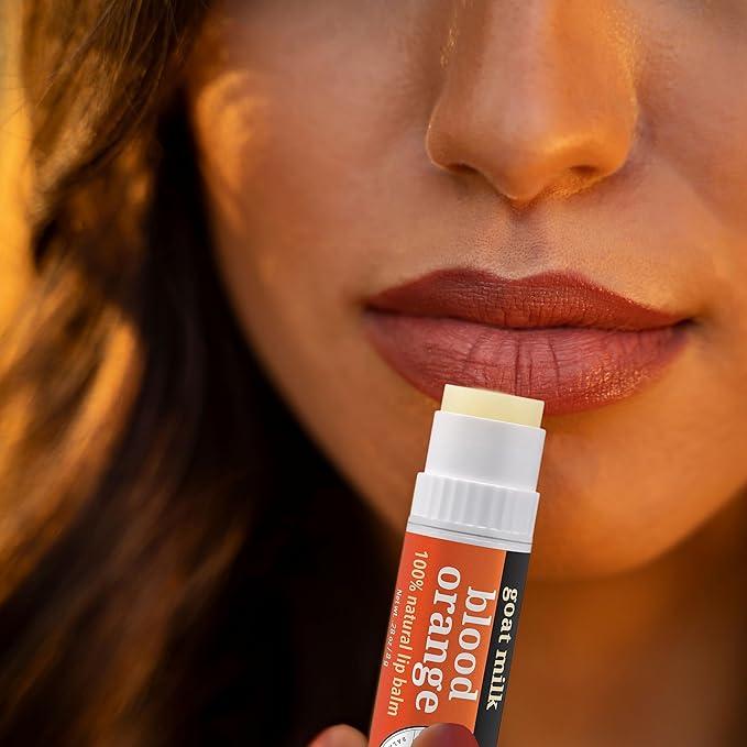 Dionis Goat Milk Skincare Blood Orange Holiday Lip Balm Gift Set - Beeswax, Shea Butter & Coconut Oil Lip Care Products Made in The USA - Cruelty Free Lip Moisturizer For Chapped Lips, 0.28oz 3 Pack-VivaGrace Women
