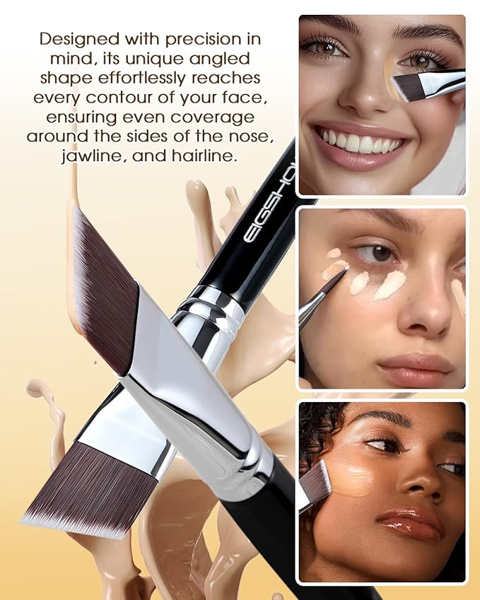 EIGSHOW Angled Flat Foundation Brush, Vegan Synthetic Bristles, Streak Free Application, Face Makeup Brush For Blending Liquid, Cream, Face Mask (E870)-VivaGrace Women