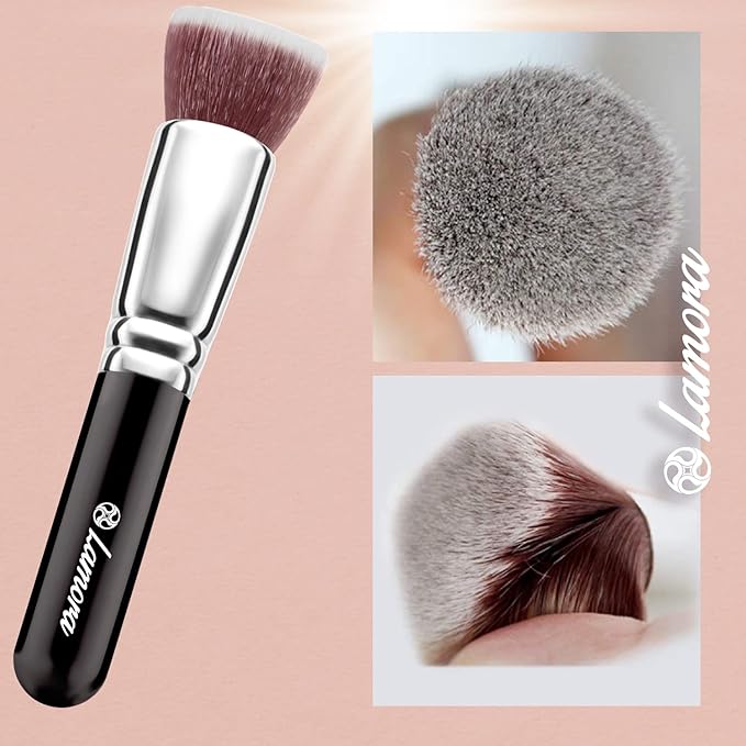 LAMORA Foundation Brush for Liquid Makeup - Kabuki Face Brush for Cream, Powder, Blush, and Concealer - Flat Top Blending, Buffing, Stippling Brush-VivaGrace Women
