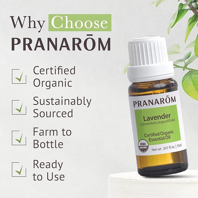 Pranarom USDA Certified Organic Lavender Essential Oil (15ml), 100% Pure Undiluted Therapeutic Grade from French Alps for Aromatherapy, Diffuser, Healthy Skin & Hair, Massage, Relaxation-VivaGrace Women