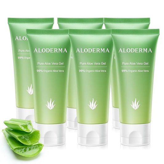 Aloderma 99% Organic Aloe Vera Gel for Face Made within 12 Hours of Harvest, Natural Hydrating Pure Aloe Vera Gel for Soothing Skincare, Moisturizing Aloe for Skin, Face, Sensitive Skin, 4oz - 6ct-VivaGrace Women