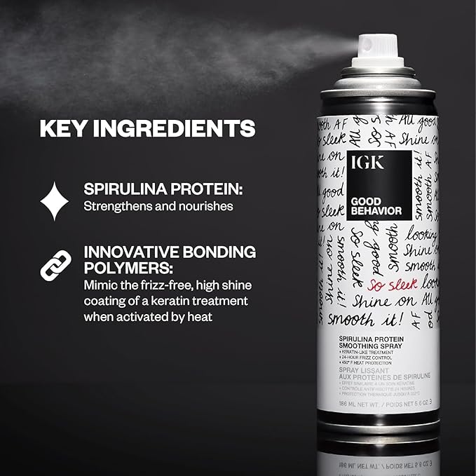 IGK GOOD BEHAVIOR Smoothing Frizz Fighters Set | 4-in-1 Prep Spray + Spirulina Protein Smoothing Spray | Frizz Control + Heat Protectant | Vegan + Cruelty Free-VivaGrace Women