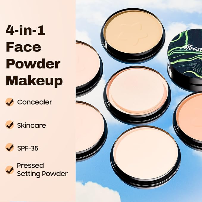 Face Setting Powder Makeup - Waterproof Long-Lasting Pressed Powder, Oil Control Finishing Powder Makeup, Smooth & Flawless, Poreless Matte Weightless for All Skin Types, Cruelty-free (Natural)-VivaGrace Women