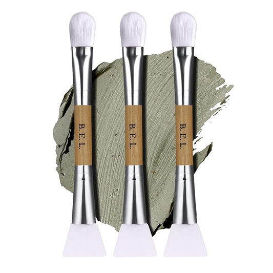 Bare Essentials Living Clay Face Mask Brush (3 Pack, Bamboo) Dual Soft Silicone Face Mask Applicator Brush Tool, Great Facial Essentials, Moisturizer Applicator & Skincare Brush for Facials-VivaGrace Women