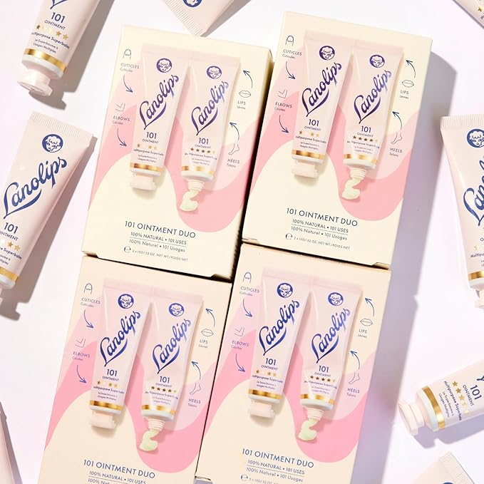 Lanolips 101 Ointment Multi-Balm Duo, Original Superbalm - Contains Pure Lanolin Oil for Smooth, Hydrated, & Healthy Lips - Natural Lip Balm for Dry Lips, Cuticles, & More (2-Pack, 0.52 oz each)-VivaGrace Women