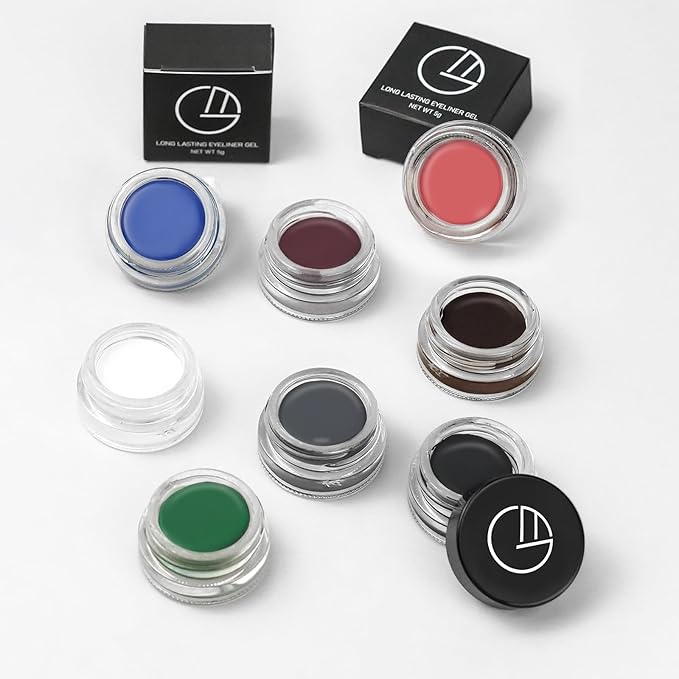 Eyeliner Gel Set,Long Lasting Waterproof Gel Eyeliner With 5.51 IN Long Eyeliner Brush,High-Intensity Pigments Smudge-Proof Eye Liner Makeup Creamy Eyeliner Gel 5G-Dark Grey