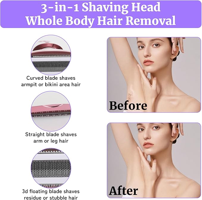 Electric Razors LED Display for Women Men, 2025 Wet/Dry Ladycsdc Shaver,4 in 1 Cordless Hair Remover with IPX7 Waterproof,Smooth & Silky HTYSFTb Electric Grooming Set