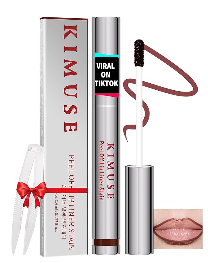 KIMUSE Lip Stain Peel Off, Peel Off Lip Liner Stain with Tweezer, Long Lasting, Waterproof, Transfer Proof Lipstains Color, Smudge-Free, Easy Removal, Matte Finish-VivaGrace Women