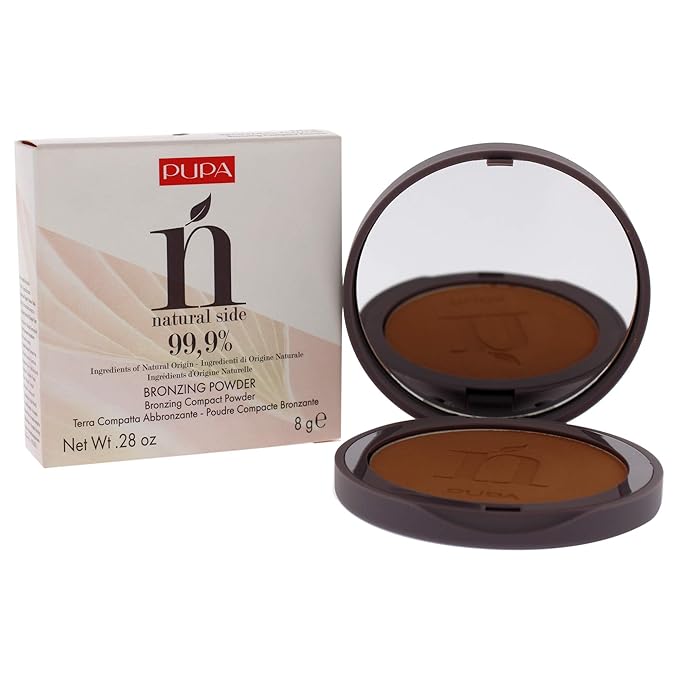 PUPA Milano Natural Side Bronzing Powder 003 Intense Bronze - Add Warmth and Glow to Skin - Easy Blending Bronzer Contour Makeup Powder to Brighten Complexion - 99.9% Natural Formula - 0.28 oz-VivaGrace Women