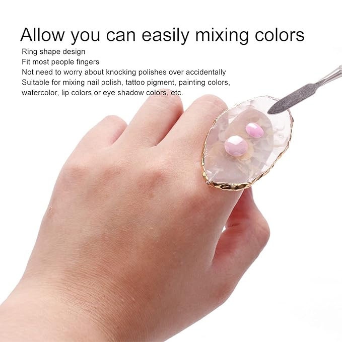 Nail Art Palette, 6pcs Wearable Soft Resin Nail Art Palette Ring, Resin Nail Art Palette Compatiable for Make-Up Beginners and Make-Up Schools-VivaGrace Women