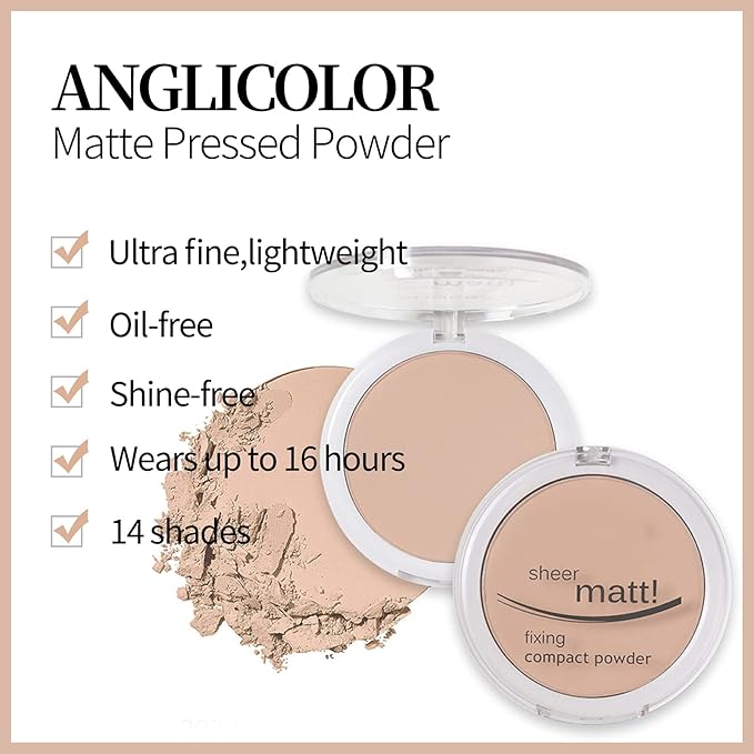 AQUAPURITY - PHOERA Sheer Matte Fixing Powder Makeup Base Fixer Setting Powder Foundation Fixing Compact Pressed Powder Long Lasting Make Up Fixer Skin Vitamin E Beauty Blender (204 Buff Beige…)-VivaGrace Women