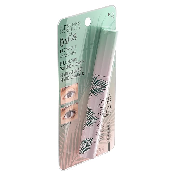 Physicians Formula Butter Blowout Mascara Black, Keratin Infused, Volumizing Mascara, Buildable, Lengthening Mascara, Defining, Curling, Multiplying, Blackest Black