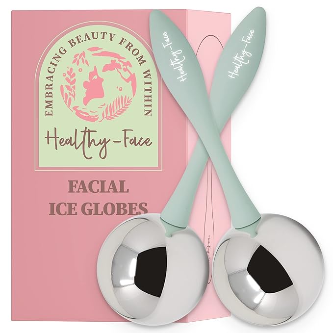 Facial Ice Globes for Face - 360 Stainless Steel face wand Globes Massager For Puffy Eyes & Dark Circles, Stimulates Collagen to Tighten Skin & Shrink Pores, Enhance Circulation & Smooth Looking Skin-VivaGrace Women