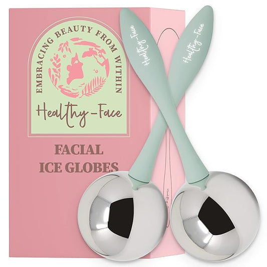 Facial Ice Globes for Face - 360 Stainless Steel face wand Globes Massager For Puffy Eyes & Dark Circles, Stimulates Collagen to Tighten Skin & Shrink Pores, Enhance Circulation & Smooth Looking Skin-VivaGrace Women