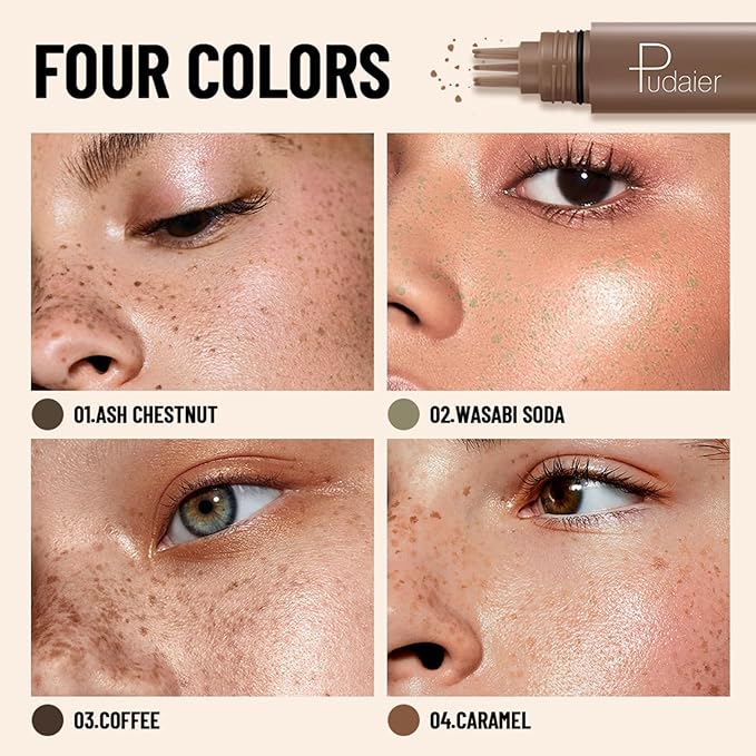 Freckle Stamp Pen, Fake Freckles Stain Marker,5-Dot Faux Liquid Freckle Stamp Cushion for Natural and Lifelike Sunkissed Makeup,Quick Dry Long-Lasting Face Freckle Pencil Tool,01#Ash Chestnut-VivaGrace Women