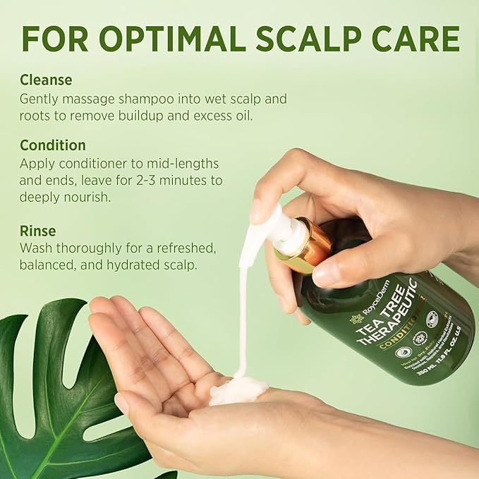 Roycederm Tea Tree Antifungal Shampoo and Conditioner: Complete Scalp Care Solution for Folliculitis, Dry, Itchy, and Flaky Scalp - Infused with Tea Tree Oil, Paraben & Sulfate Free-VivaGrace Women