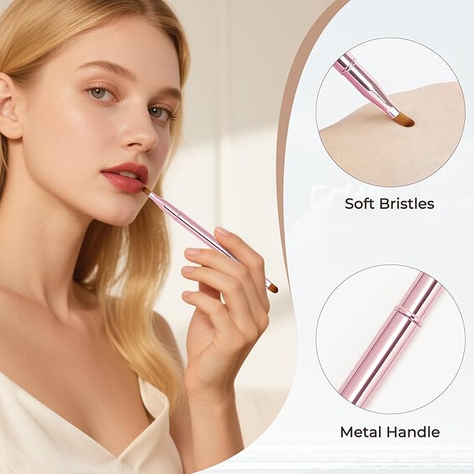 Unaone 2 Pack Lip Brush for Lipstick, Dual-Ended Lip Makeup Brush with Lid, Lipstick Brush for Lip Gloss-VivaGrace Women