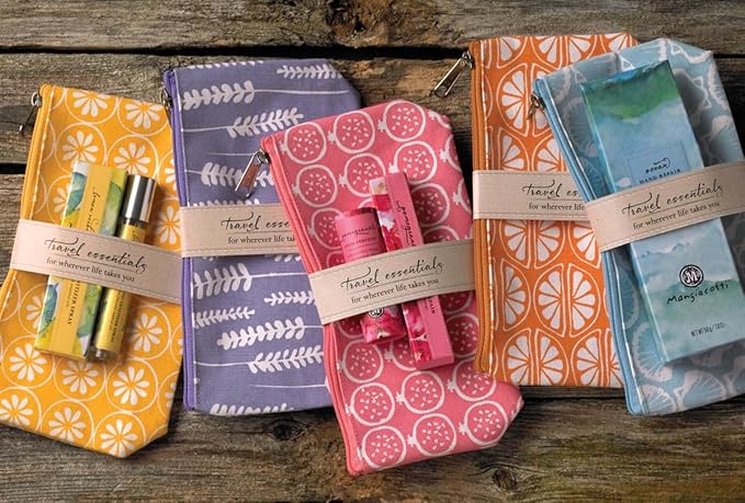 Cosmetic Bag Travel Essentials Canvas Makeup Pouch Toiletry Bags, 4.75" x 8.5", Jasmine Plum-VivaGrace Women